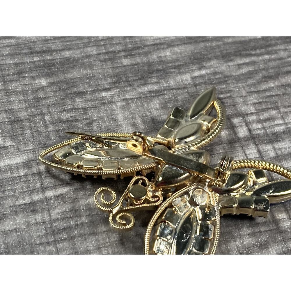 Vintage Juliana D & E Blue & Green Rhinestones Gold Tone Butterfly Brooch Pin - Picture 6 of 9